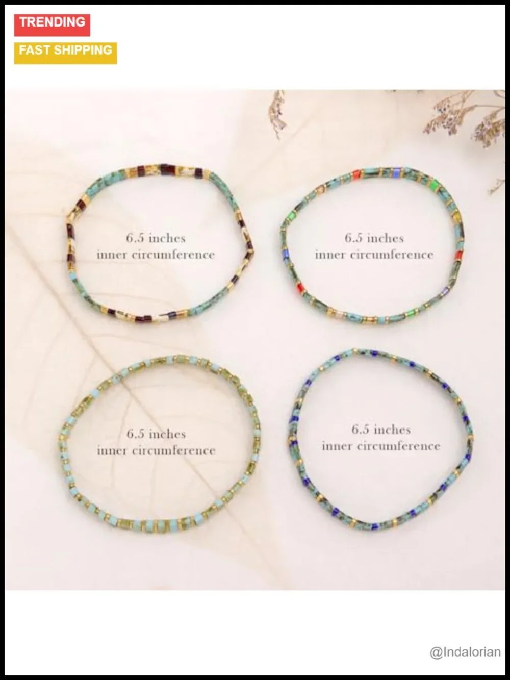 Tila Beaded Stretch Bracelets Set for Women, 4Pcs Handmade Glass Beads